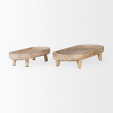 Carver Set of 2 Oblong White Washed Wood Footed Trays by Mercana at Eve Furniture