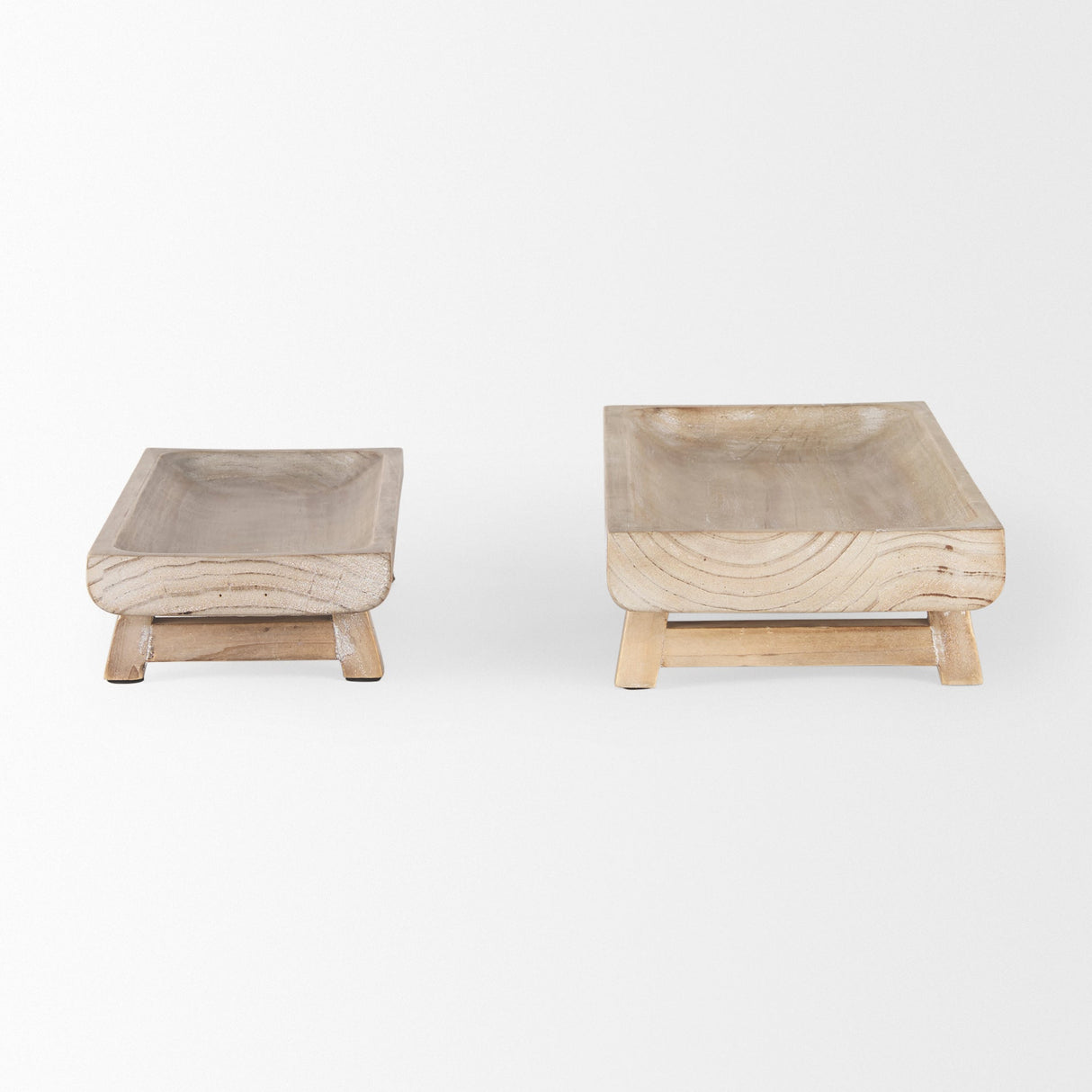 Carver Set of 2 Rectangular White Washed Wood Trays by Mercana at Eve Furniture