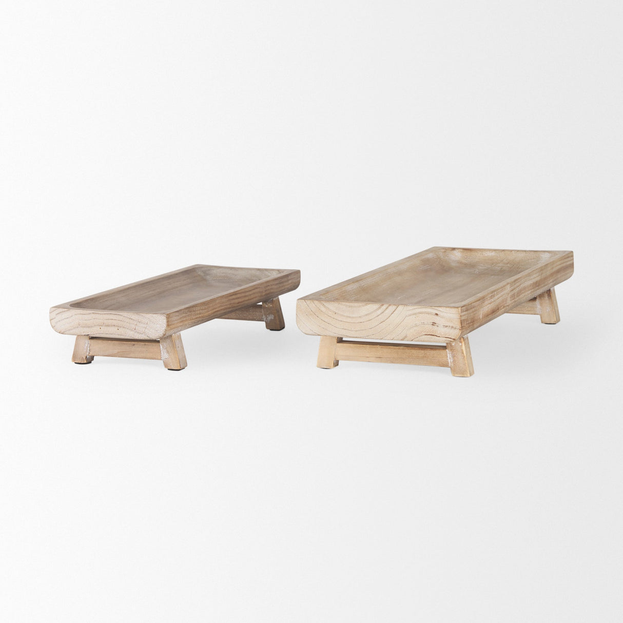 Carver Set of 2 Rectangular White Washed Wood Trays by Mercana at Eve Furniture