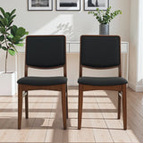 Cary Walnut Finished Solid Wood and Easy Clean Vegan Leather Upholstered Dining Chairs (Set of 2) by Ashcroft Imports at Eve Furniture