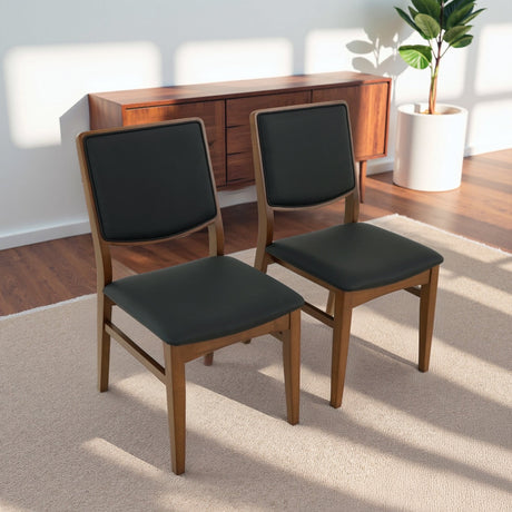 Cary Walnut Finished Solid Wood and Easy Clean Vegan Leather Upholstered Dining Chairs (Set of 2) by Ashcroft Imports at Eve Furniture