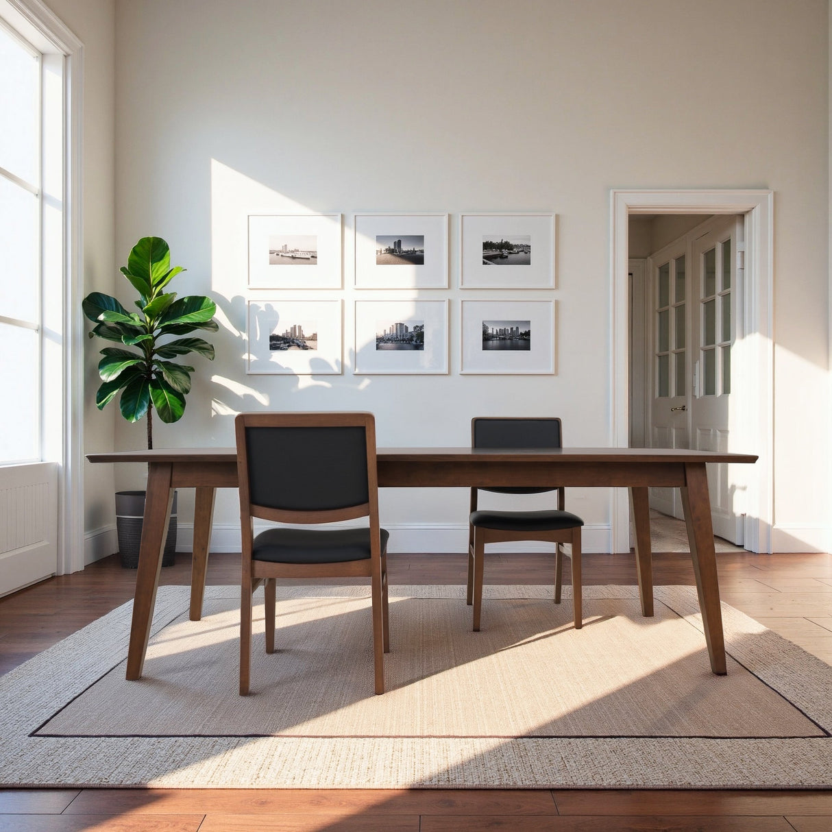 Cary Walnut Finished Solid Wood and Easy Clean Vegan Leather Upholstered Dining Chairs (Set of 2) by Ashcroft Imports at Eve Furniture