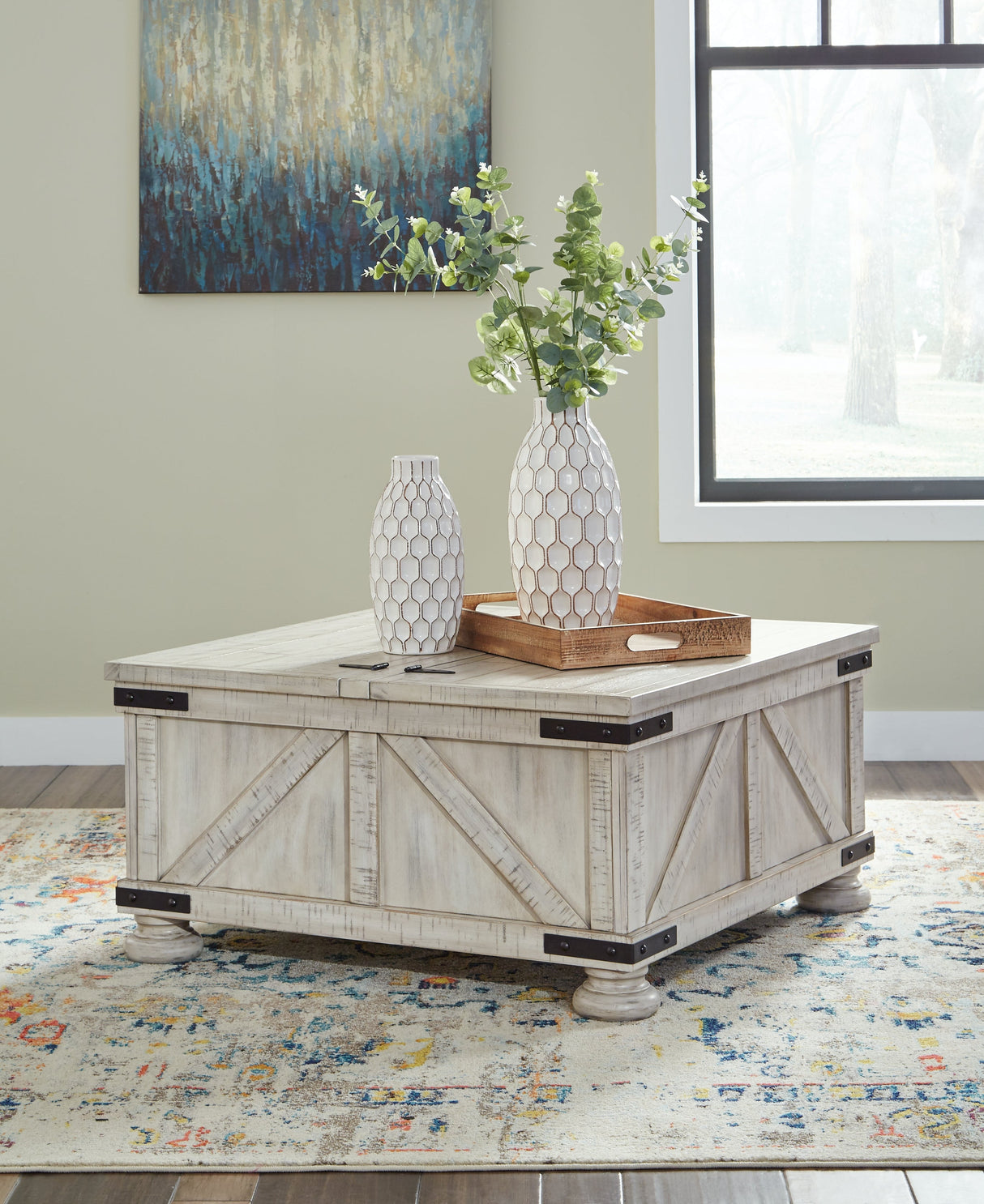 Carynhurst Coffee Table with 1 End Table in Whitewash by Ashley at Eve Furniture