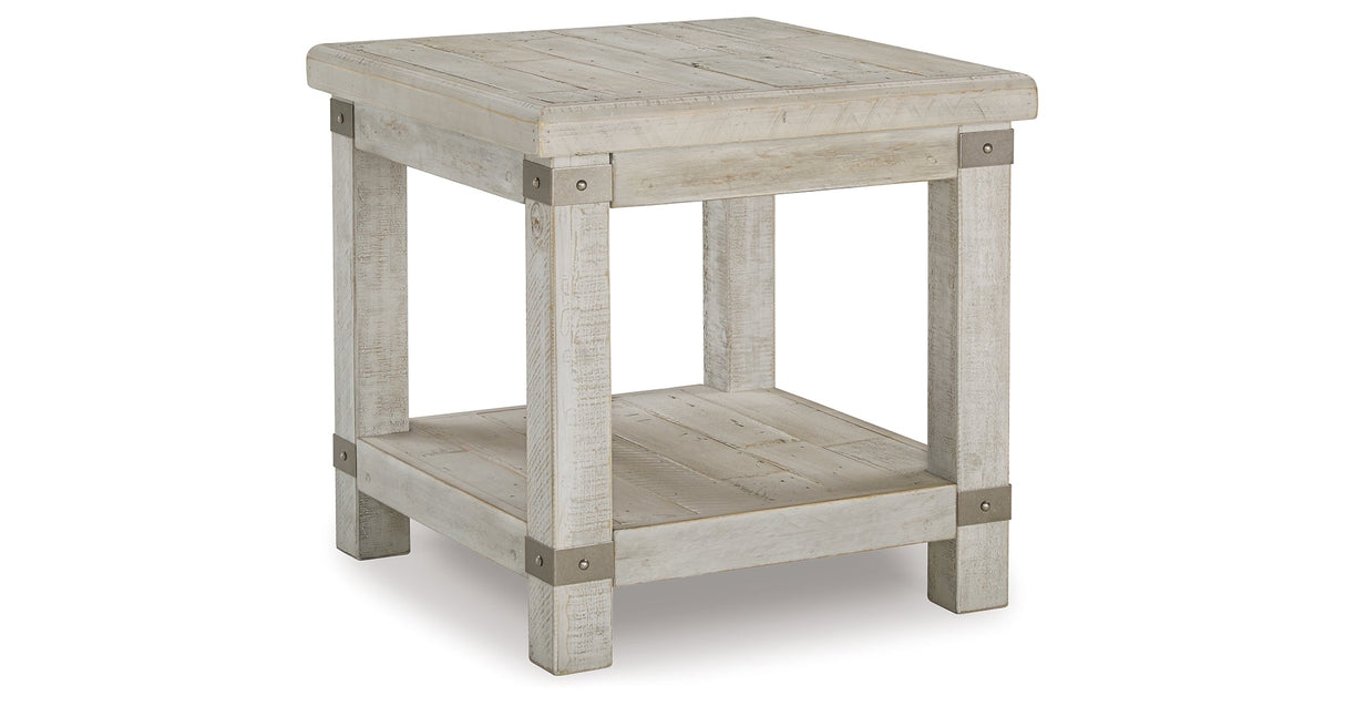 Carynhurst Coffee Table with 2 End Tables in White Wash Gray by Ashley at Eve Furniture
