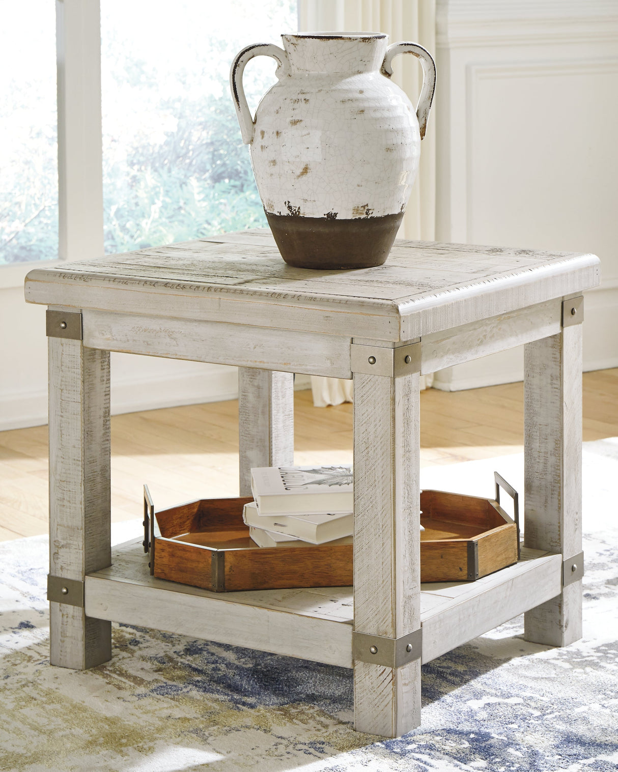 Carynhurst Coffee Table with 2 End Tables in White Wash Gray by Ashley at Eve Furniture