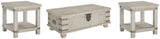 Carynhurst Coffee Table with 2 End Tables in White Wash Gray by Ashley at Eve Furniture