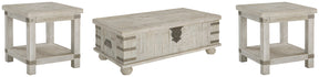 Carynhurst Coffee Table with 2 End Tables in White Wash Gray by Ashley at Eve Furniture