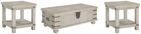 Carynhurst Coffee Table with 2 End Tables in White Wash Gray by Ashley at Eve Furniture