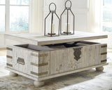 Carynhurst White Wash Gray Coffee Table with Lift Top by Ashley at Eve Furniture