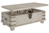 Carynhurst White Wash Gray Coffee Table with Lift Top by Ashley at Eve Furniture