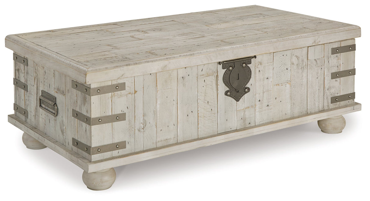 Carynhurst White Wash Gray Coffee Table with Lift Top by Ashley at Eve Furniture