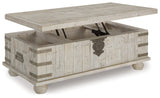 Carynhurst White Wash Gray Coffee Table with Lift Top by Ashley at Eve Furniture