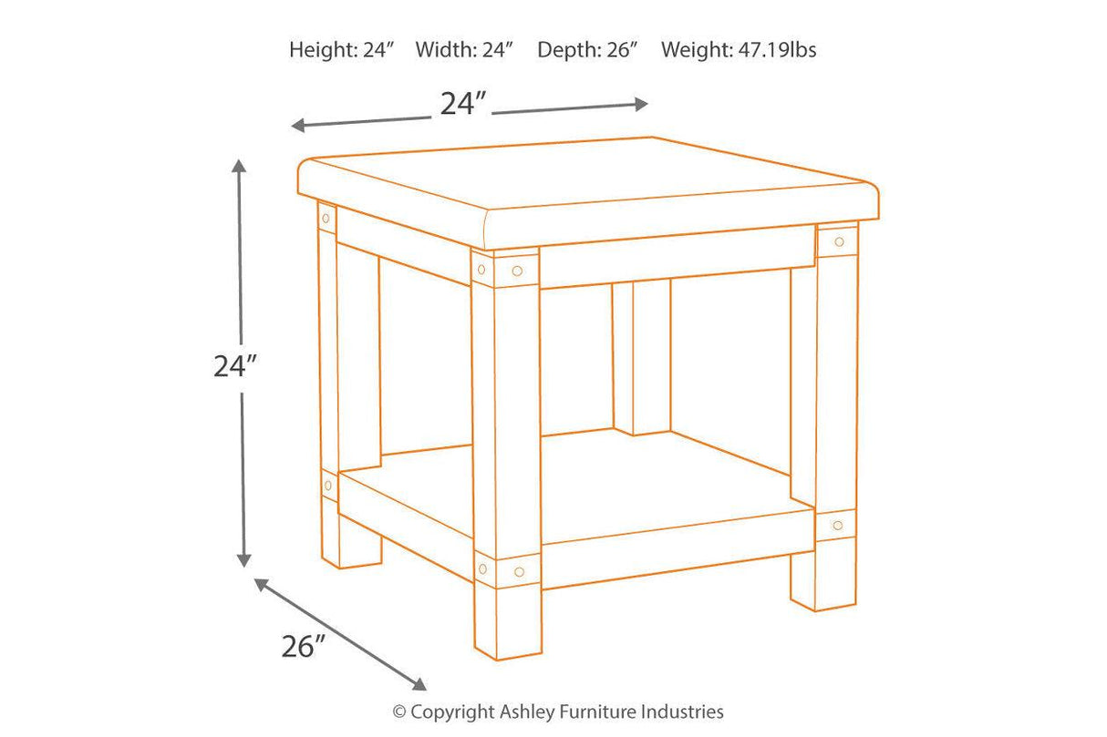 Carynhurst White Wash Gray End Table by Ashley at Eve Furniture