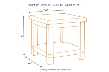 Carynhurst White Wash Gray End Table by Ashley at Eve Furniture