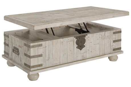 Carynhurst White Wash Gray Coffee Table with Lift Top by Ashley at Eve Furniture