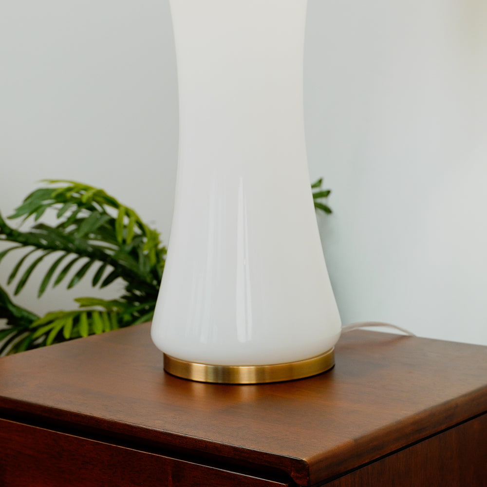 Cascade Glass Lamp Golden Base Off White Glass Table Lamp by Ashcroft Furniture at Eve Furniture