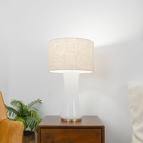 Cascade Glass Lamp Golden Base Off White Glass Table Lamp by Ashcroft Furniture at Eve Furniture