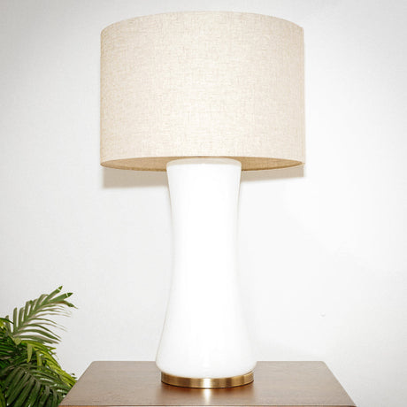 Cascade Glass Lamp Golden Base Off White Glass Table Lamp by Ashcroft Furniture at Eve Furniture