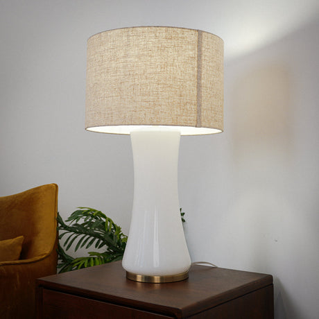 Cascade Glass Lamp Golden Base Off White Glass Table Lamp by Ashcroft Furniture at Eve Furniture
