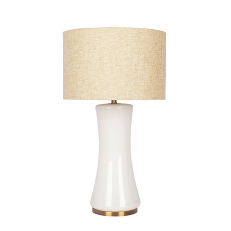 Cascade Glass Lamp Golden Base Off White Glass Table Lamp by Ashcroft Furniture at Eve Furniture