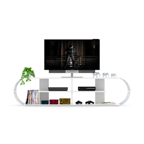 Case Tv Stand Walnut-Chrome by Furnia at Eve Furniture