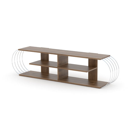 Case Tv Stand Walnut-Chrome by Furnia at Eve Furniture