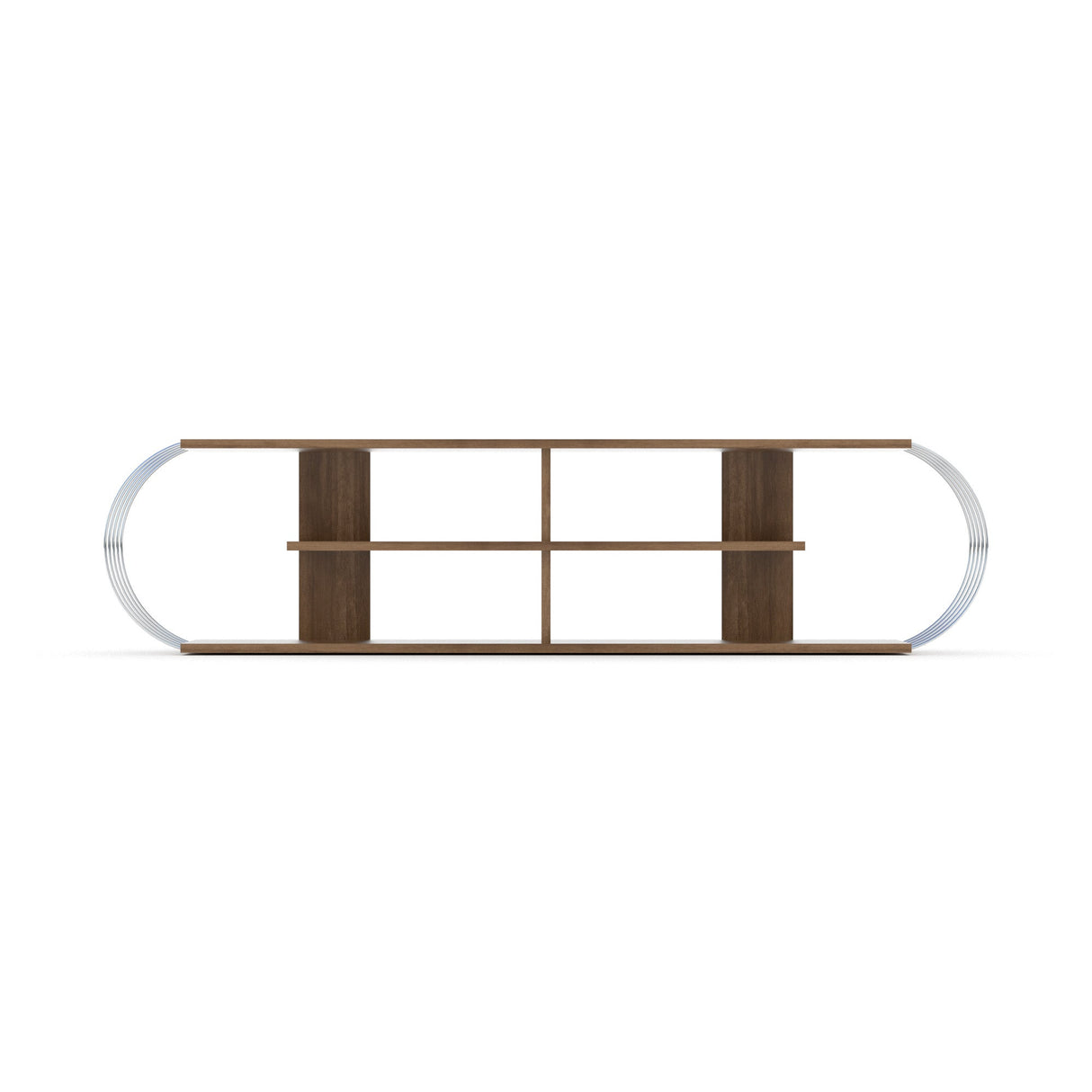 Case Tv Stand Walnut-Chrome by Furnia at Eve Furniture