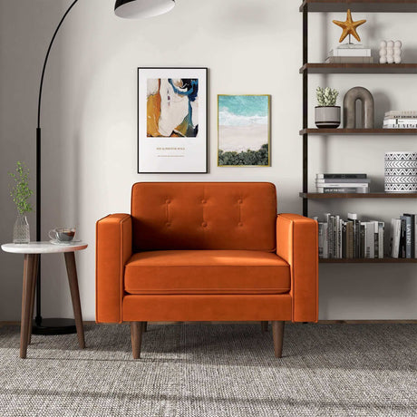 Casey Burnt Orange Velvet Lounge Chair by Ashcroft Furniture at Eve Furniture