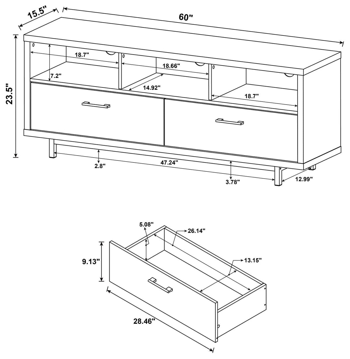 Casey Cappuccino 2-Drawer Rectangular TV Console by Coaster at Eve Furniture
