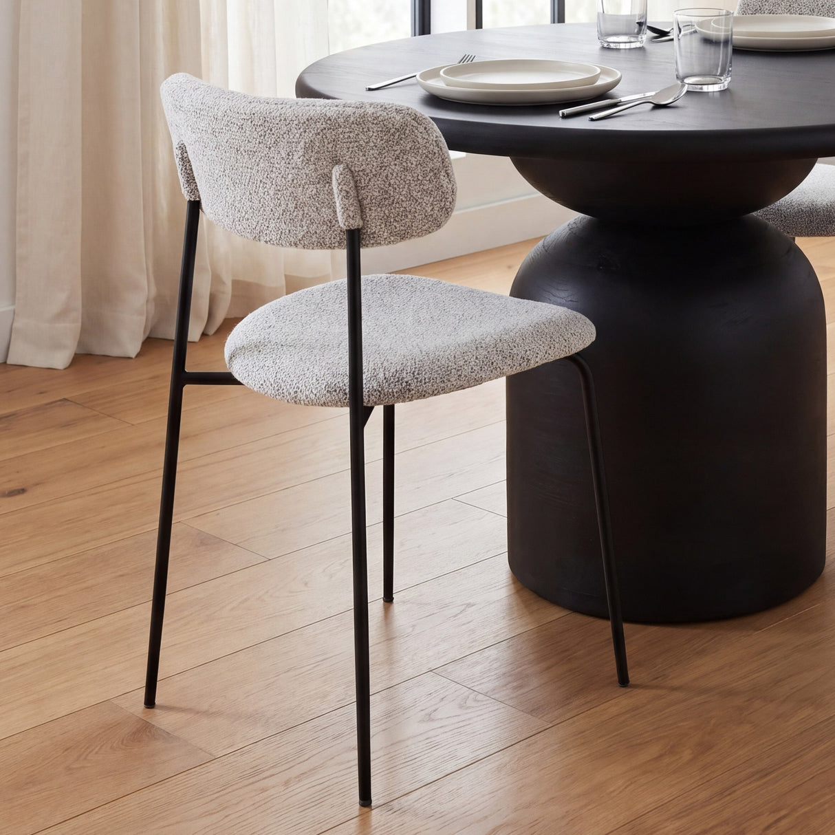 Casey Matte Black Metal w/ Gray Fabric Dining Chair, Set of 2 by Mercana at Eve Furniture