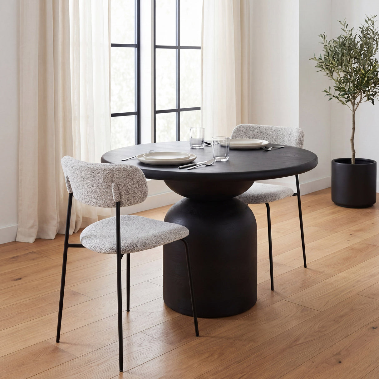 Casey Matte Black Metal w/ Gray Fabric Dining Chair, Set of 2 by Mercana at Eve Furniture