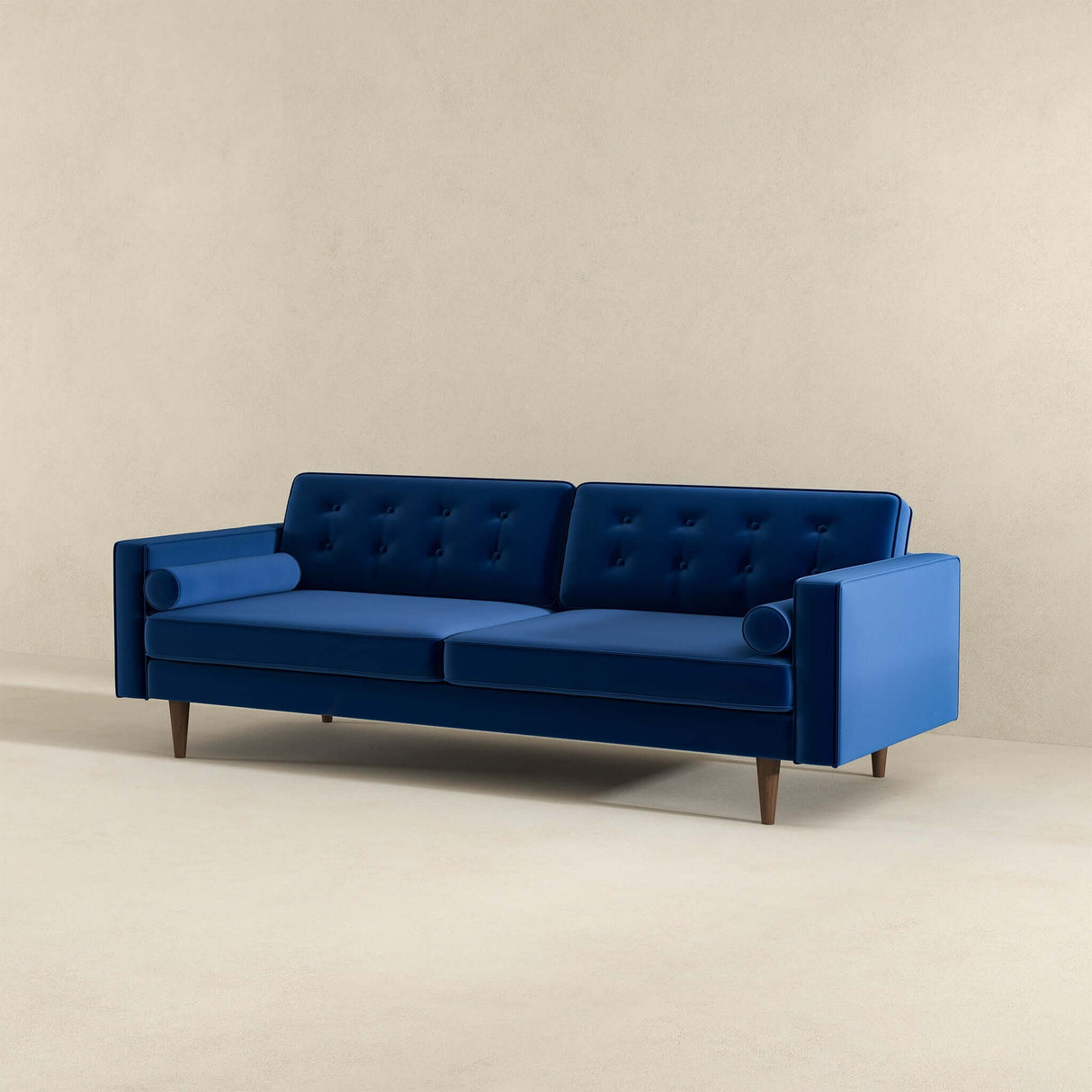 Casey Mid Century Modern Blue Velvet Sofa