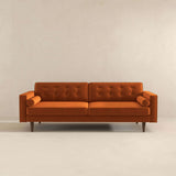 Casey Mid Century Modern Burnt Orange Velvet Sofa by Ashcroft Furniture at Eve Furniture