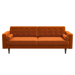 Casey Mid Century Modern Burnt Orange Velvet Sofa by Ashcroft Furniture at Eve Furniture