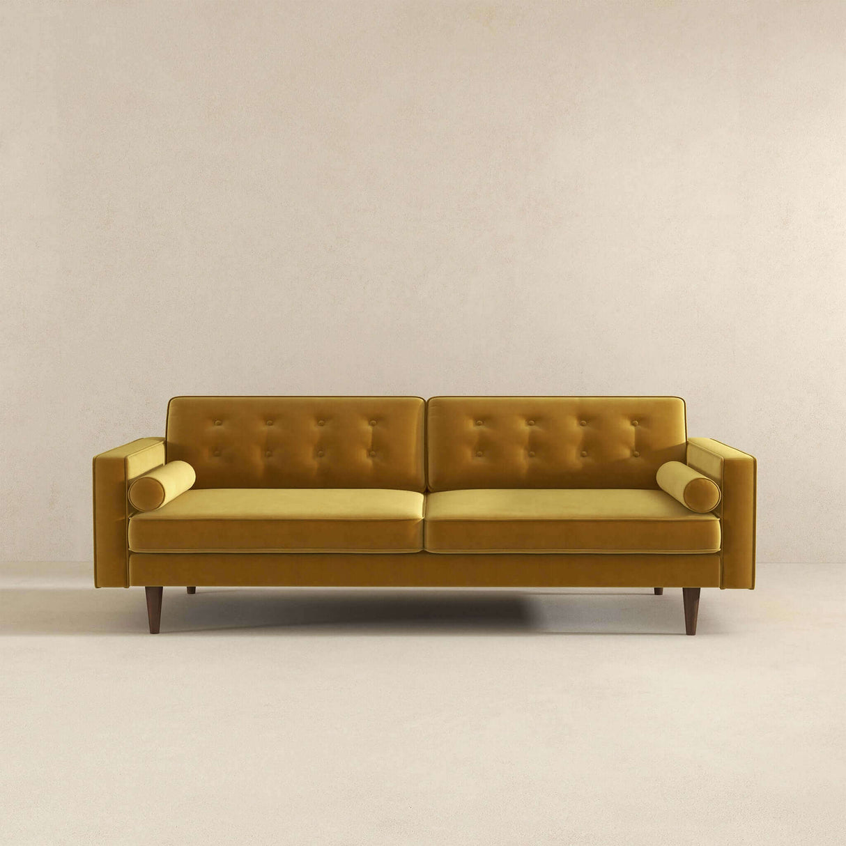Casey Mid Century Modern Gold Velvet Sofa by Ashcroft Furniture at Eve Furniture