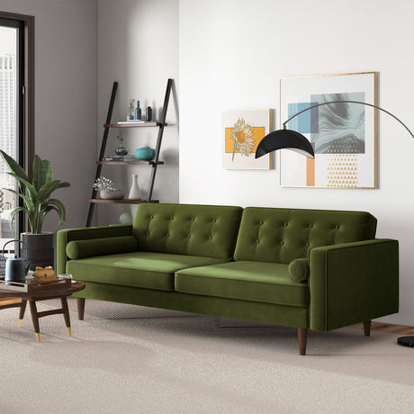 Casey Mid Century Modern Olive Green Velvet Sofa by Ashcroft Furniture at Eve Furniture