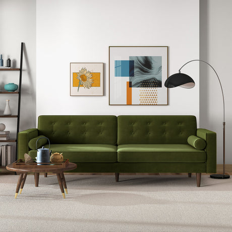 Casey Mid Century Modern Olive Green Velvet Sofa by Ashcroft Furniture at Eve Furniture
