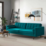 Casey Mid Century Modern Teal Velvet Sofa by Ashcroft Furniture at Eve Furniture