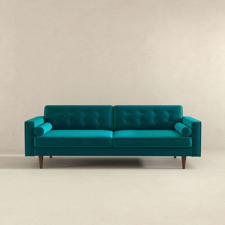 Casey Mid Century Modern Teal Velvet Sofa by Ashcroft Furniture at Eve Furniture