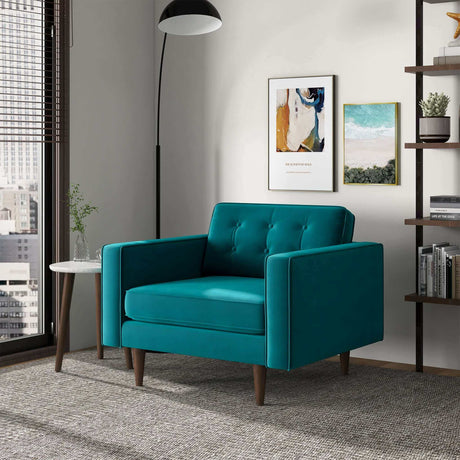 Casey Teal Velvet Lounge Chair by Ashcroft Furniture at Eve Furniture