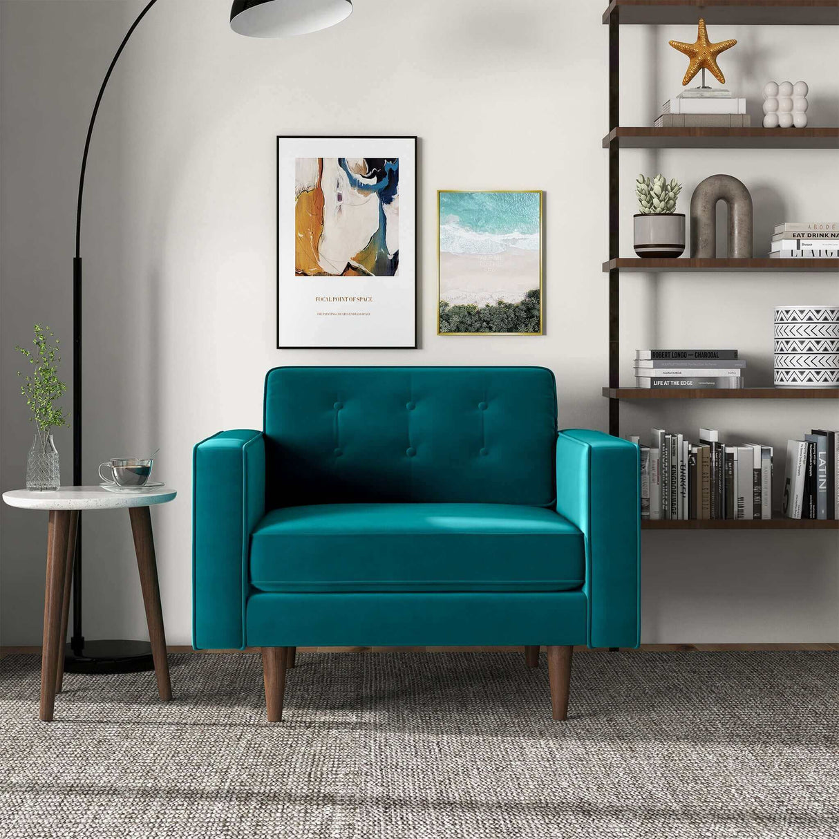 Casey Teal Velvet Lounge Chair by Ashcroft Furniture at Eve Furniture