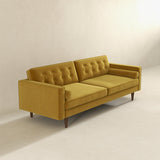 Casey Tufted Back Dark Yellow Velvet Upholstered Sofa by Ashcroft Furniture at Eve Furniture