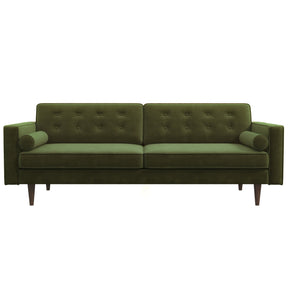 Casey Tufted Back Olive Green Velvet Upholstered Sofa by Ashcroft Furniture at Eve Furniture