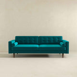 Casey Tufted Back Teal Velvet Upholstered Sofa by Ashcroft Furniture at Eve Furniture