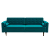 Casey Tufted Back Teal Velvet Upholstered Sofa by Ashcroft Furniture at Eve Furniture