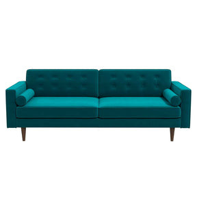Casey Tufted Back Teal Velvet Upholstered Sofa by Ashcroft Furniture at Eve Furniture