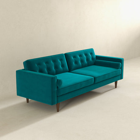 Casey Tufted Back Teal Velvet Upholstered Sofa by Ashcroft Imports at Eve Furniture
