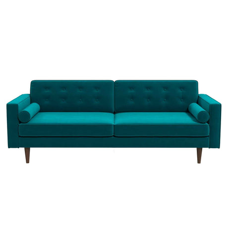 Casey Tufted Back Teal Velvet Upholstered Sofa by Ashcroft Imports at Eve Furniture