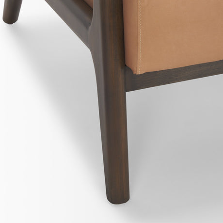 Cashel Accent Chair W/ Dark Brown Wood and Tan Genuine Leather by Mercana at Eve Furniture