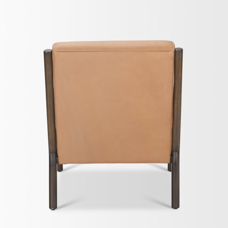 Cashel Accent Chair W/ Dark Brown Wood and Tan Genuine Leather by Mercana at Eve Furniture